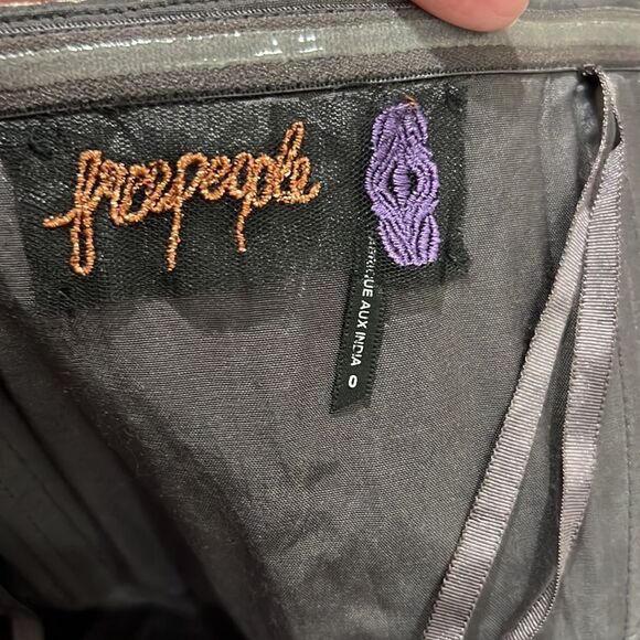 Free People gray embroidered strapless event dress size O - Picture 10 of 11